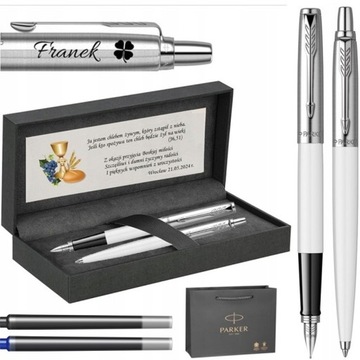 Pióro długopis Parker Jotter Biały GRAWER TABLICZKA NA PREZENT KOMUNIA