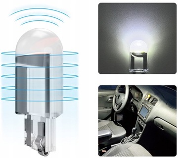 КРИСТАЛЛ СВЕТОДИОДНАЯ АВТОМОБИЛЬНАЯ ЛАМПОЧКА W5W T10 СФЕРА COB 360 ФУТОВ БЕЛАЯ