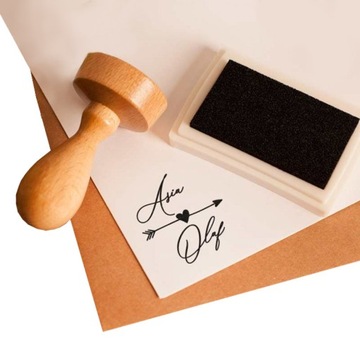 PIECZĄTKA stempel do papeterii Strzała Amora +tusz
