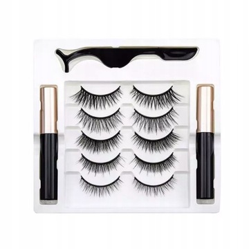 RZĘSY MAGNETYCZNE 5PARY 2×EYELINER PĘSETA ORYGINAŁ