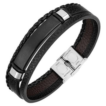 Bransoletka skórzana dla TATY syna z GRAWEREM 316L