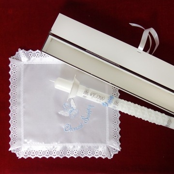 ZESTAW NA CHRZEST dla chłopczyka - szatka, świeca