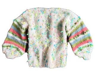 Sweter kardigan handmade bufiaste rękawy Alpaka SM