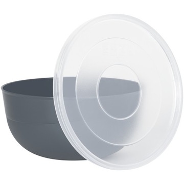 МИСКА КУХОННАЯ ПЛАСТИКОВАЯ ДЛЯ ЕДЫ С КРЫШКОЙ 0.7Л 14СМ C СЕРАЯ