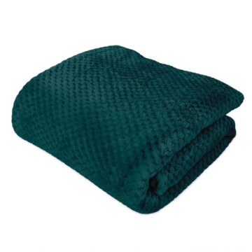 KOC ŻAKARDOWY 150x200 NARZUTA MIKROFIBRA PETROL CIEPŁY MIĘKKI NA ŁOŻKO
