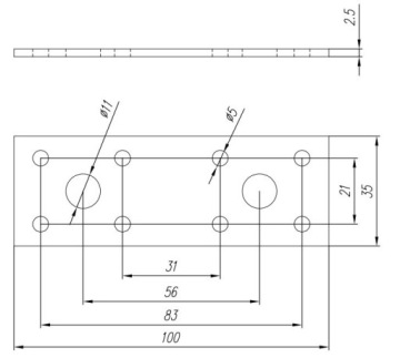 LP1 ПЛОСКАЯ СОЕДИНИТЕЛЬНАЯ ПЛИТА 100х35х2,5мм 10шт.