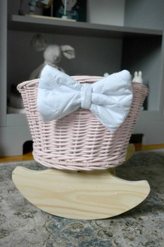 Плетеная колыбелька для кукол РОЗОВАЯ, изготовленная из лозы