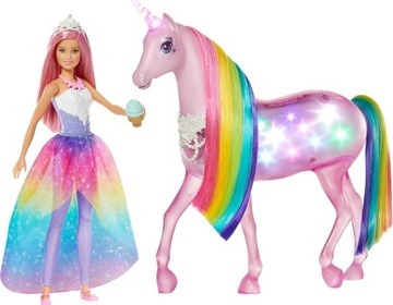 BARBIE DREAMTOPIA GWM78 JEDNOROŻEC Magia Świateł z Tęczową Grzywą