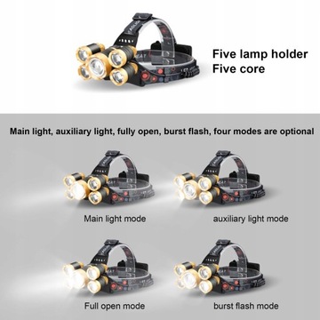 Светодиодный прожектор с 5 головками, уличный фонарик