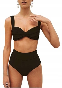 STRÓJ KĄPIELOWY BIKINI Z WYSOKIM STANEM KOKARDKĄ M