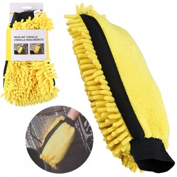 ПЕРЧАТКИ с бахромой для мытья автомобиля DUNLOP 2в1 шайба из микрофибры с бахромой