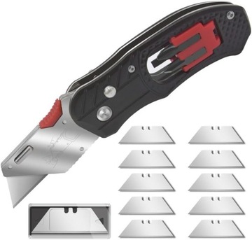 NÓŻ TRAPEZOWY SKŁADANY DO TAPET DYWANU 2w1 BIT PH1 PH2 + 10 OSTRZY GRATIS