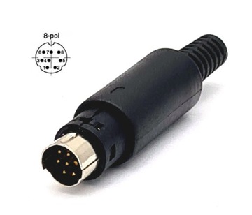 Wtyk minidin Mini-Din 8pin lutowany na przewód