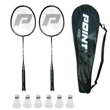 Zestaw do Badmintona POINT 1002 black + 6 białych lotek