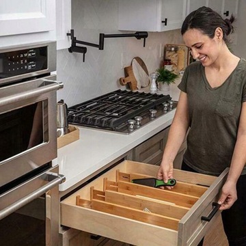 4X бамбуковый органайзер для кухни с перегородкой для ящиков