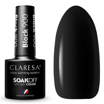 CLARESA Czarny Black 900 LAKIER HYBRYDOWY DO PAZNOKCI HYBRYDA 5ML