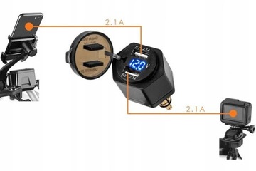 Gniazdo motocyklowe eXtreme MUS42 2x USB DIN BMW