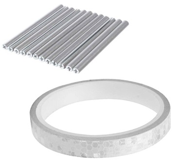 ZESTAW RURKI ODBLASKOWE TAŚMA ODBLASKI NA SZPRYCHY ROWER ROWEROWE SREBRNE