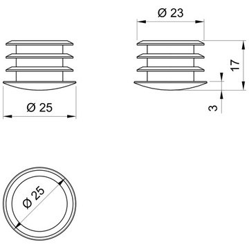Плоская заглушка для трубы диаметром 25 мм - хром.