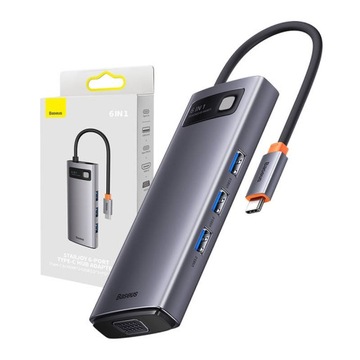 BASEUS HUB ADAPTER USB ROZDZIELACZ USB-C DO 3X USB-A 3.0 HDMI USB-C PD VGA
