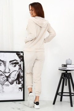 DRES DAMSKI WELUROWY KOMPLET 42 XL ECRU