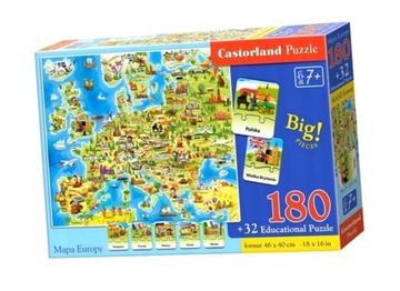 Пазл 180 деталей. Карта Европы с викториной
