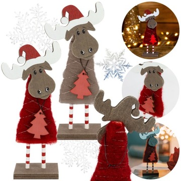 ОЛЕНЬ РОЖДЕСТВЕНСКИЙ ДЕРЕВЯННЫЙ УКРАШЕНИЕ СТОЯЩИЙ ОРНАМЕН ФИГУРКА эко РОЖДЕСТВО