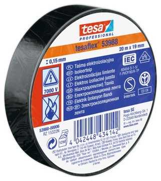 Taśma elektroizolacyjna tesa 20m x 19mm, czarna