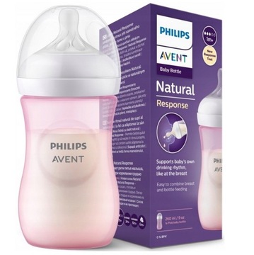 Natural Response SCY903/11 бутылочка 260 мл AVENT розовый 1м+ для молока