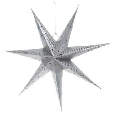 БУМАЖНАЯ ЗВЕЗДА РОЖДЕСТВЕНСКОЕ УКРАШЕНИЕ ОКНА, ПОДВЕСНОЕ, СВЕТЯЩЕЕ, СЕРЕБРО 60 СМ