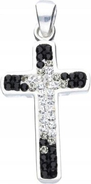 Srebrna zawieszka 925 krzyż z cyrkoniami kryształkami 3,20g na prezent