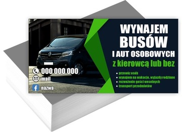 Wizytówki firmowe Foliowane 200 szt różne wzory WYNAJEM BUSÓW AUT