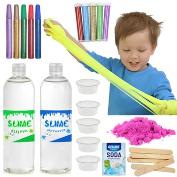 ZESTAW SLIME 8w1 KLEJ PVA DO ROBIENIA GLUTÓW 1L