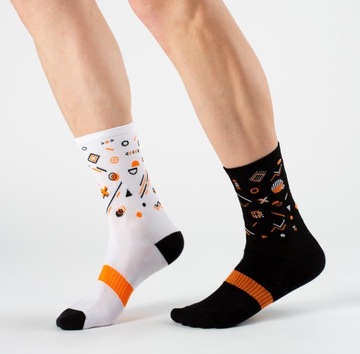 НОСКИ ДЛЯ ВЕЛОСИПЕДА, БЕЛЫЕ, КРАСНЫЕ УЗОРЫ, 38-40