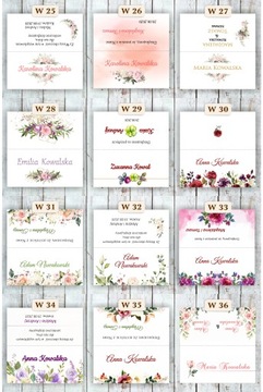 Winietki na stół ślubne 12 sztuki PAPIER PERŁOWY