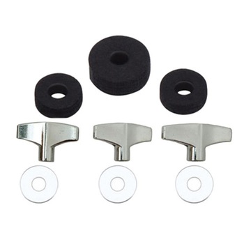 21 ударная установка, запасные тарелки, фетровая подушка, барашковые гайки, черные ударные инструменты.