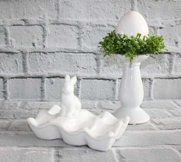 Статуэтка пасхального кролика яичная тарелка керамический кролик с пасхальными яйцами