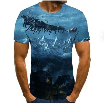 MODNY T-SHIRT MĘSKI KOSZULKA 3D Z NADRUKIEM WZORY, L