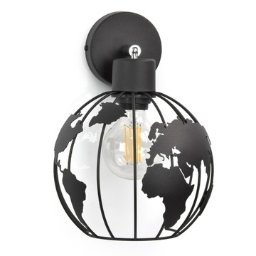 Lampa Ścienna Kinkiet Globus Czarna Biała Szara