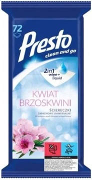 Presto Kwiat Brzoskwini 72szt uniw chusteczki nawilżane do czyszczenia