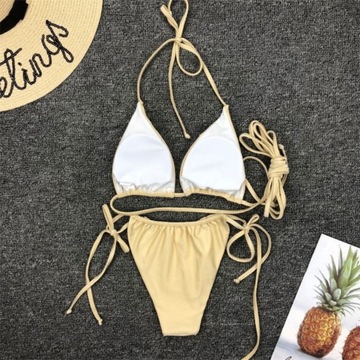 STRÓJ KĄPIELOWY DWUCZĘŚCIOWY WIĄZANY SEXY KOSTIUM BIKINI STRAPS BOHO L