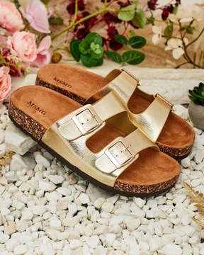 ТАПОЧКИ ЖЕНСКИЕ ЗОЛОТЫЕ НА ПЛОСКОЙ ПЛОСКОЙ ПЛОСКОСТИ RILL 38