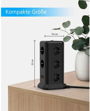 СТОЯЩИЙ РАЗЪЕМ ПИТАНИЯ 11 РОЗЕТОК + 3USB 10А