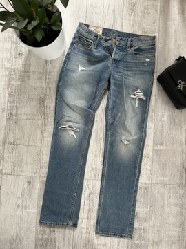 HOLLISTE spodnie jeans męskie slim dziury W30L32