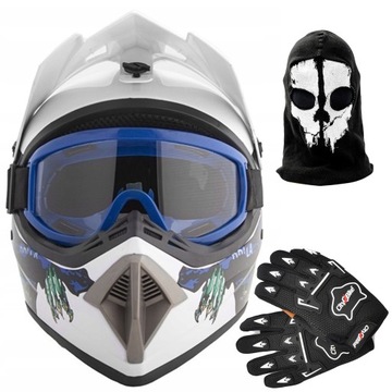 ZESTAW KASK CROSSOWY LEKKI NA ENDURO QUAD ATV BMX CROSS S GOGLE RĘKAWICE