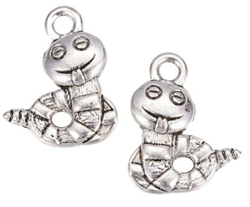 ZAWIESZKI CHARMS SREBRNE GĄSIENICA ROBAK 6szt 16mm ZAWIESZKA WISIOREK METAL