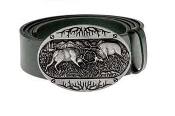 Pasek skórzany BÓR HUNTER FOREST - Rut Silver-85