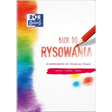 Blok rysunkowy biały A3 20 kartek 120g/m2 OXFORD