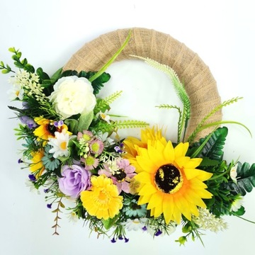 Весенний венок - ПОДСОЛНУХИ - цветы на дверь