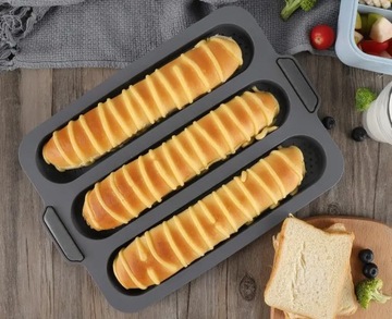 СИЛИКОНОВАЯ ФОРМА ДЛЯ БАГЕТА НА 3 СЕРЫХ БАГЕТА